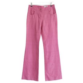 Pantaloni flare in seta rosa a trama irregolare Chanel Primavera 2007
