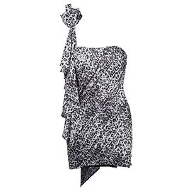 Autre Marque Vestido de cóctel gris de un hombro con drapeado Redemption