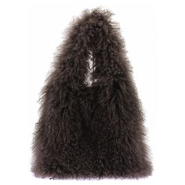 Borsa Yves Salomon in pelliccia marrone