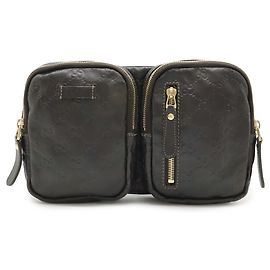 Borsa a vita in pelle marrone scuro Guccissima di Gucci