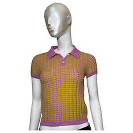 Autre Marque Guest In Residence Baumwollstrick Polo Gingham Fuchsia Citrin