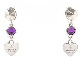 Orecchini a forma di cuore in argento 925 Gucci con ametista