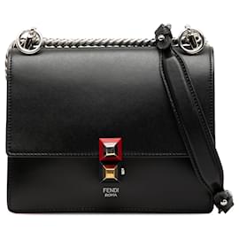 Fendi Nero Piccola Borsa in Pelle Kan I Crossbody