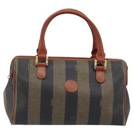 Fendi Vintage Pequin Convertible Boston Coated Canvas Mini
