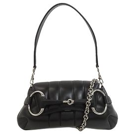 Borsa a mano Gucci Horsebit piccola in pelle di vitello nera