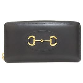 Cartera larga de cuero Horsebit Gucci