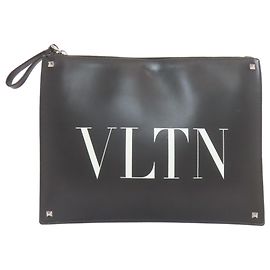 Borsa Clutch con Logo VLTN di Valentino