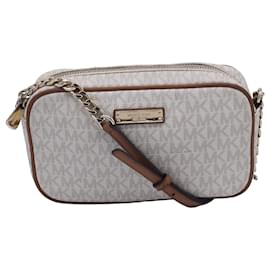 Borsa a tracolla East/West Signature di Michael Kors in tela rivestita beige