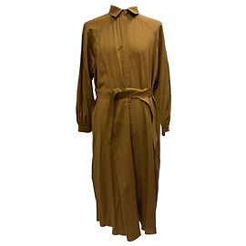 Max Mara Lecce Midi Hemdblusenkleid aus braunem Wollstoff
