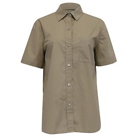 Camisa de botones de manga corta en popelina Vince en algodón caqui