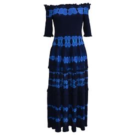 Altuzarra Midi-Kleid mit Batik-Akzenten aus marineblauer Viskose