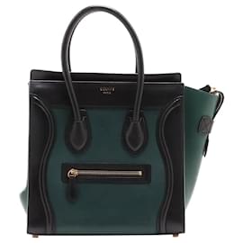 Borsa Micro Luggage verde scuro e nera - Céline