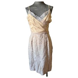 Christian Dior Spitzen- und Seidenkleid