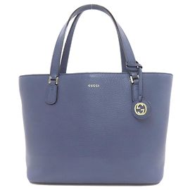 Gucci 388561 Logo-Handtasche aus blauer Kalbsleder