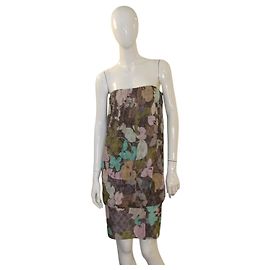 Robe de cocktail en tricot floral sans bretelles en Lurex métallique Missoni IT42 Bustier Italie