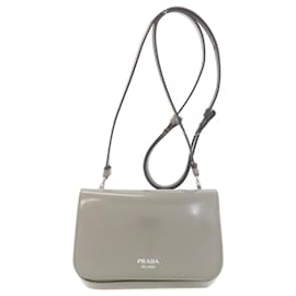 Borsa a spalla in pelle grigia Prada