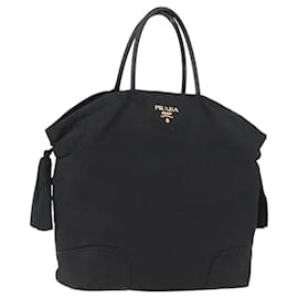 PRADA Borsa a mano in nylon nero e oro Auth 170969