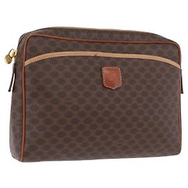 Céline Pochette in tela Macadam CELINE in pelle PVC marrone oro Auth fm5156