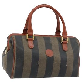 Borsa a mano in tela Pecan FENDI nera e marrone Auth ep13483