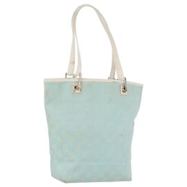 Bolsa Tote GG em Canvas Gucci Ouro Azul Claro 002 1099 Auth 172258
