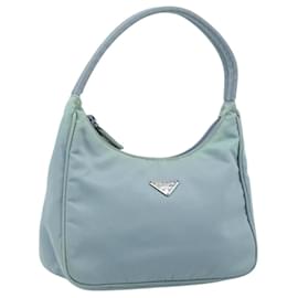 Pochette in nylon PRADA azzurro chiaro argento autentica 173191A