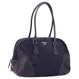 Borsa Boston PRADA in nylon viola argento autentica ep13475