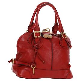 Chloé Borsa a mano Chloe Paddington in pelle rossa e oro Auth am10806V