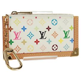 LOUIS VUITTON Multicolor Pochette Cles Münzbörse Weiß M92655 LV Auth 171850V