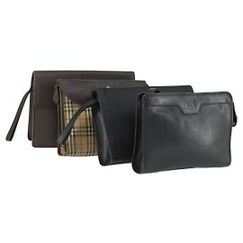 Borsa a mano BURBERRY in pelle e tela 4 pezzi nero beige Auth bs32140