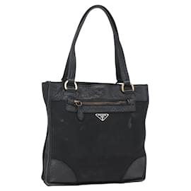 PRADA Tote Bag aus Nylon und Leder in Schwarz-Gold Auth fm5143 - Prada