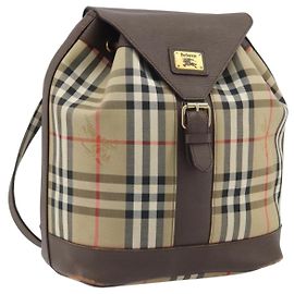Burberrys Nova Check Rucksack aus Canvas in Beige mit Gold, authentisch, ep13145