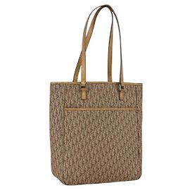 Borsa Tote in Tela Trotter Christian Dior Beige Argento Auth fm5121