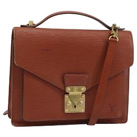 LOUIS VUITTON Borsa a Mano Epi Monceau 28 Marrone M52123 LV Auth ka2615