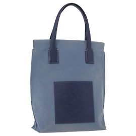 LOEWE Tote Bag aus Canvas hellblau silber Auth ep13411
