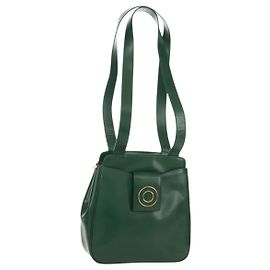 Céline Bolso de Hombro CELINE Circle de Cuero Verde Dorado Auth 170954A