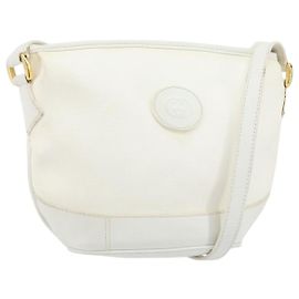 Gucci Borsa a Spalla Micro GG Supreme PVC Bianco Oro Auth ep13326