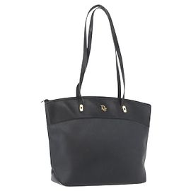 Borsa a spalla in tela a nido d'ape PVC nera e dorata Christian Dior Auth 173515
