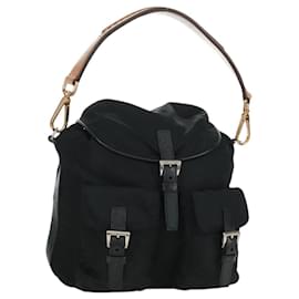Borsa a Spalla PRADA Nylon Nero Oro Auth 165372V