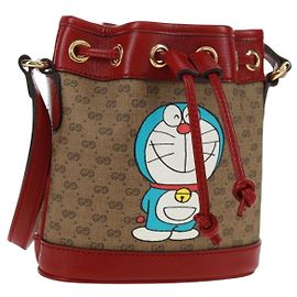 GUCCI GUCCI �~ Doraemon Micro GG Supreme Tasche PVC Beige Gold 647801 Auth 173166SAM