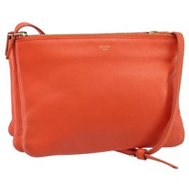 Céline Borsa a Spalla CELINE in Pelle Arancione Dorato Auth bs32999