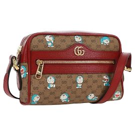 Bolsa de Ombro GUCCI Micro GG Supreme Doraemon PVC Bege Ouro 647784 Auth 161334SM