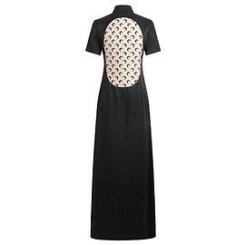 Abito lungo in jacquard nero satinato Moon diamand Marine serre