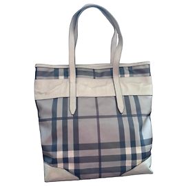 Borsa Tote Burberry in tela e pelle con motivo Haymarket