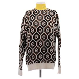 Vintage-Muster Rollkragenpullover in Gelb aus Wolle - Prada