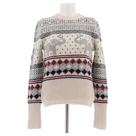 Pullover aus Wolle in Tricolor mit Elefantenmotiven - Thom Browne