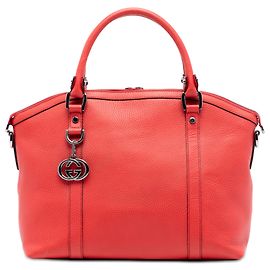 Borsa a mano dome in pelle rossa GG Charm di Gucci