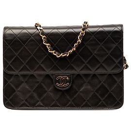 Chanel Black CC Quilted Lambskin Single Flap
