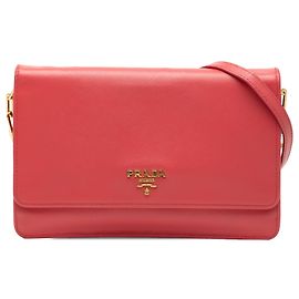 Portafoglio a catena Saffiano Lux rosa di Prada
