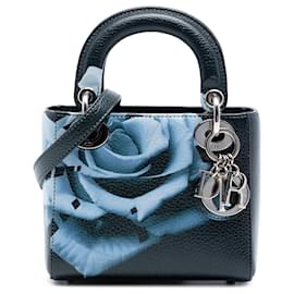 Dior Mini Lady Dior in pelle di cervo verde con stampa floreale