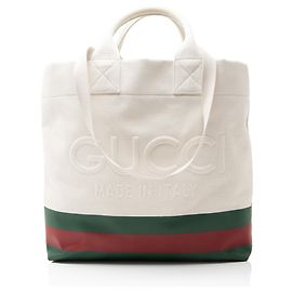 Borsa tote in tela con logo in rilievo di Gucci